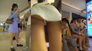 抄底跟男友逛街的美女 骚内丁卡屁沟 屁屁很性感